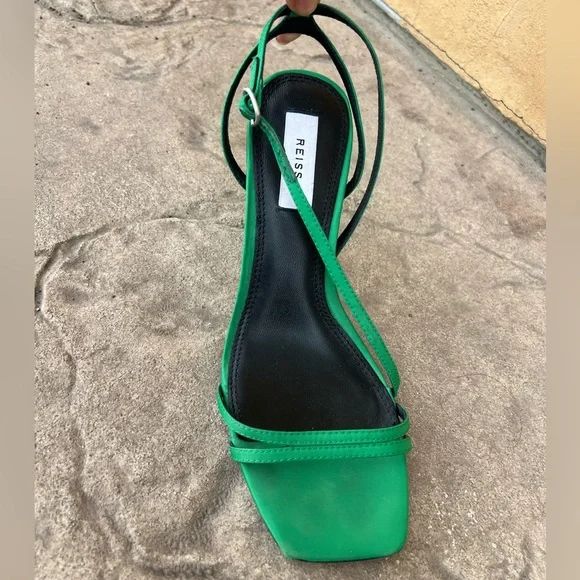 Reiss Bali Emerald Green Midi Heels Strappy Sandals size EU 38 - Picture 9 of 16